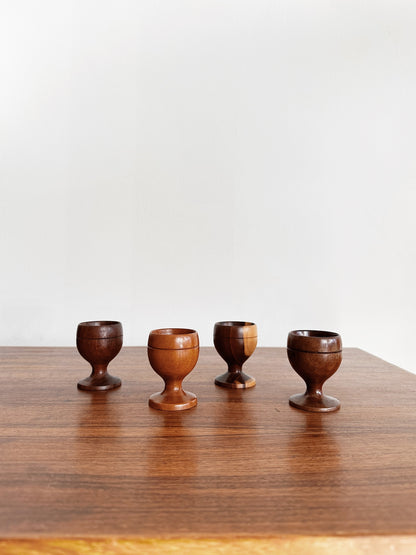 Vintage Wooden Egg Cups / Set of 4