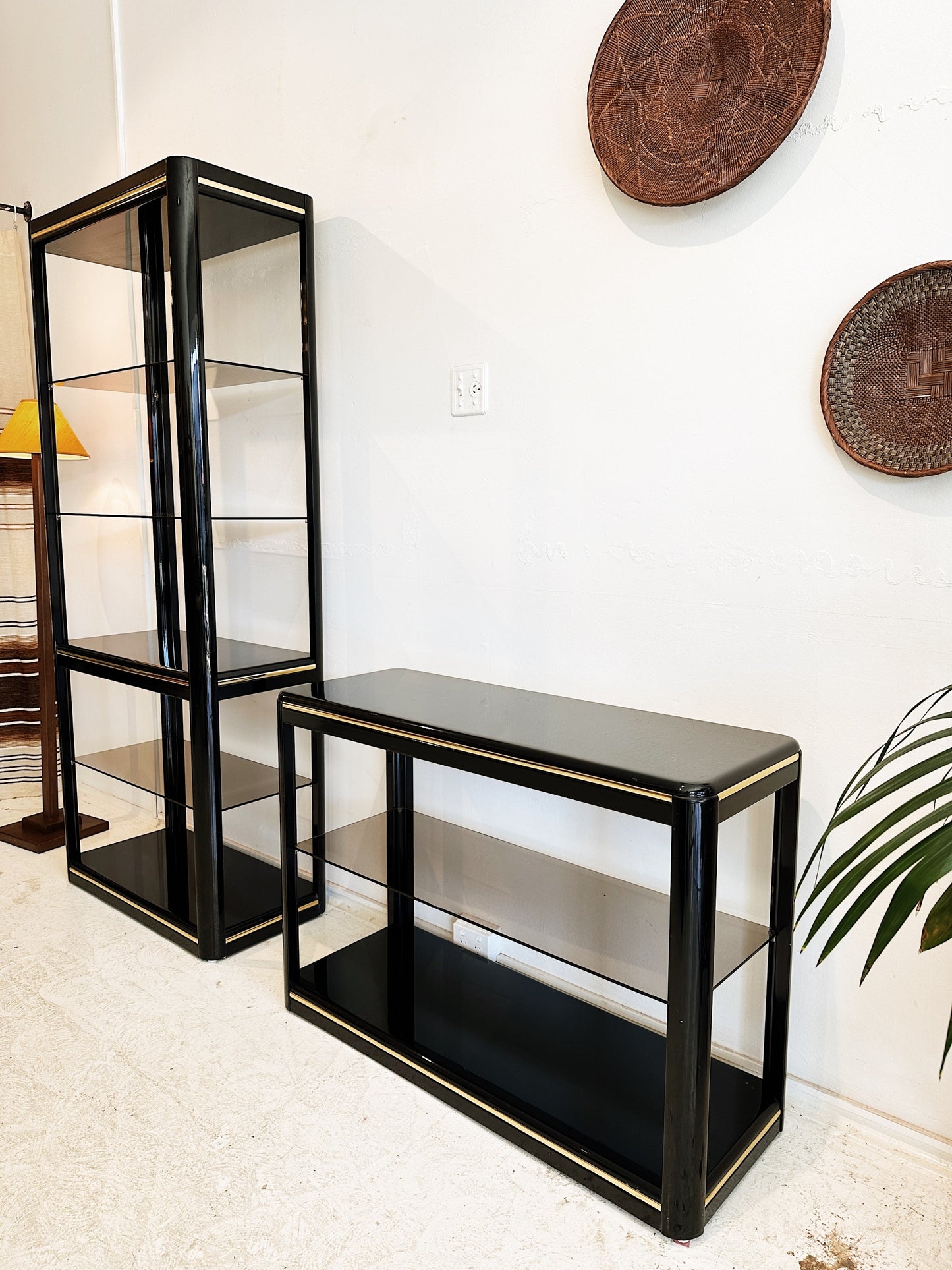 80s Vintage Worthington Furniture Shelves & Console