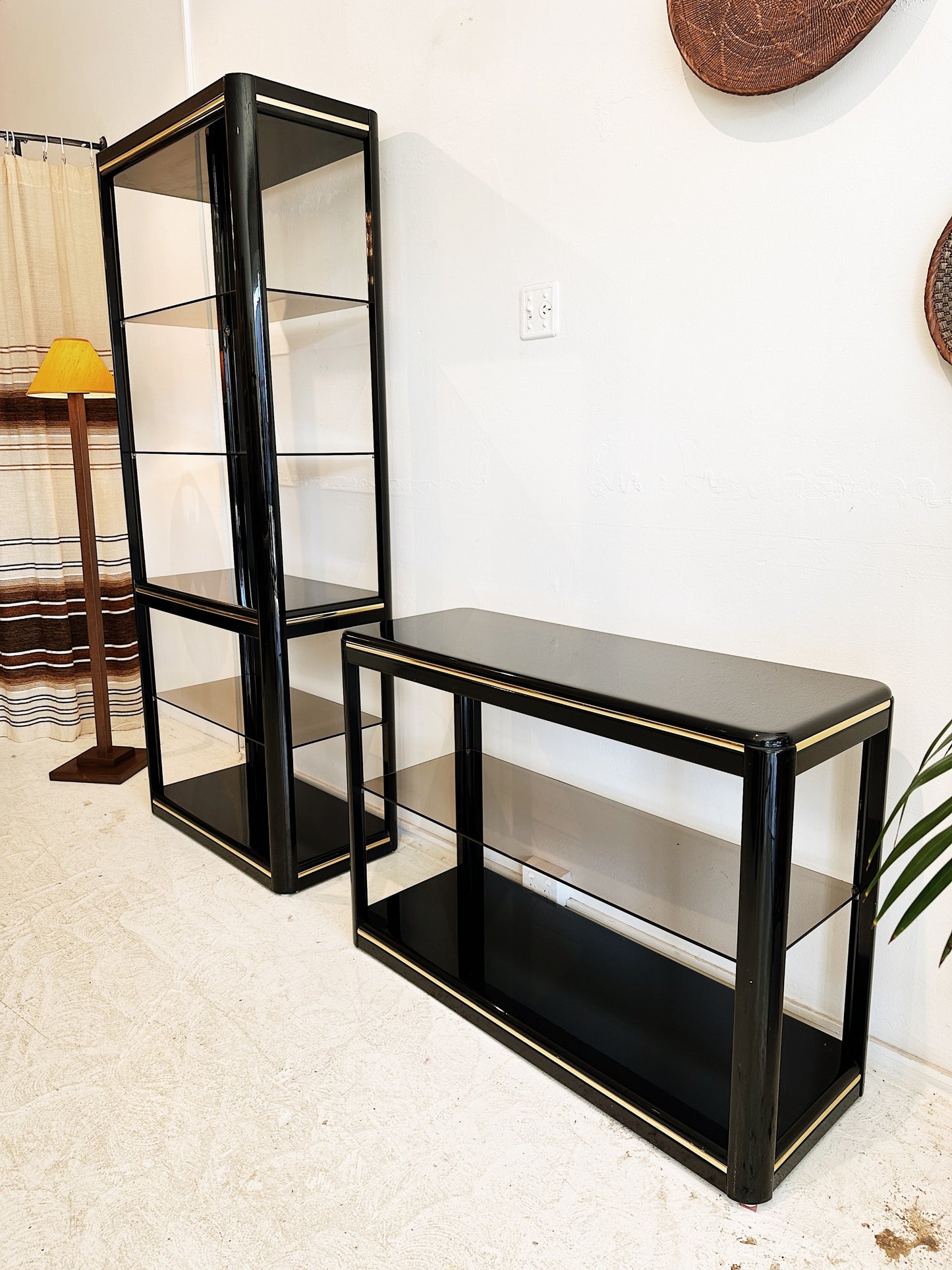80s Vintage Worthington Furniture Shelves & Console