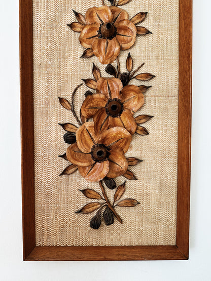 Vintage Gumnut & Seedpod Framed Folk Art Flowers