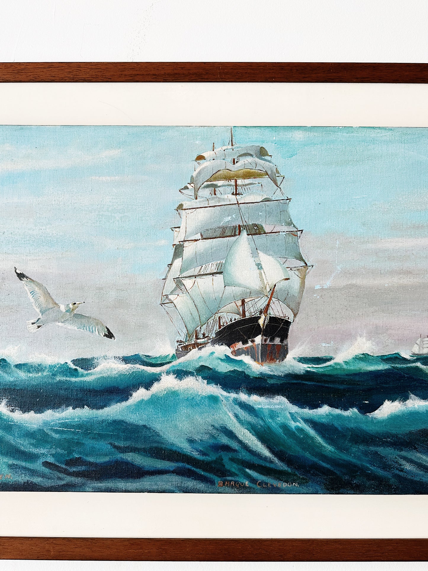 Mid Century Barque Clevedon Nautical Oil Painting