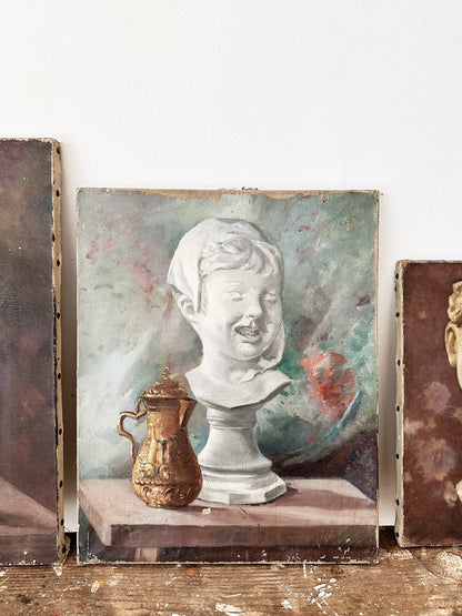 1920s Vintage French Art Class Oil Paintings