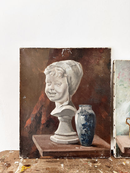 1920s Vintage French Art Class Oil Paintings