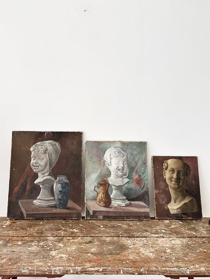 1920s Vintage French Art Class Oil Paintings