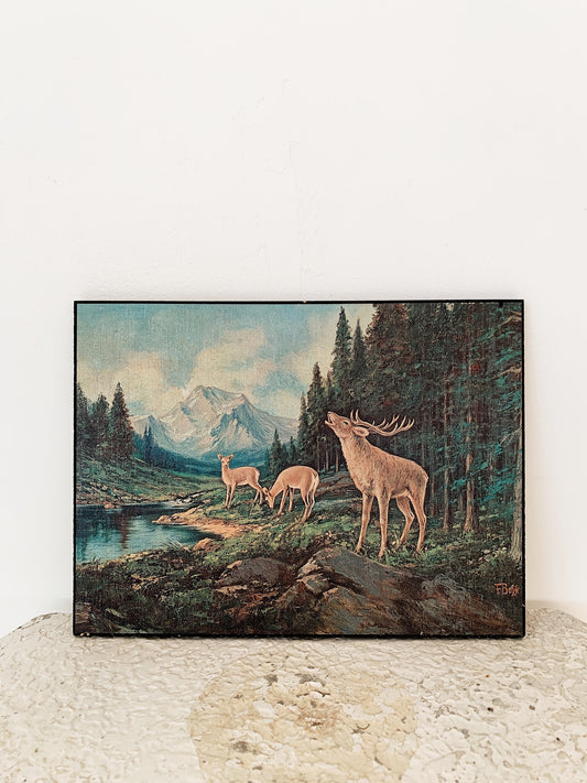 F. Bossi Wild Deer Block Mount Print
