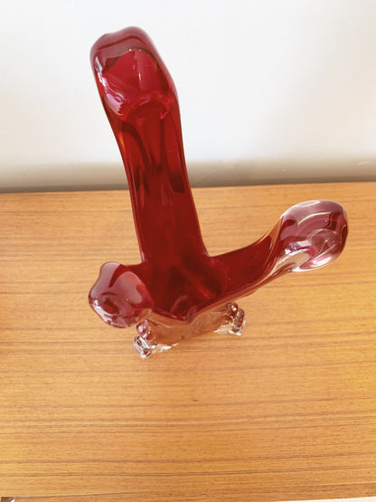 60s Vintage Red Art Glass Vase