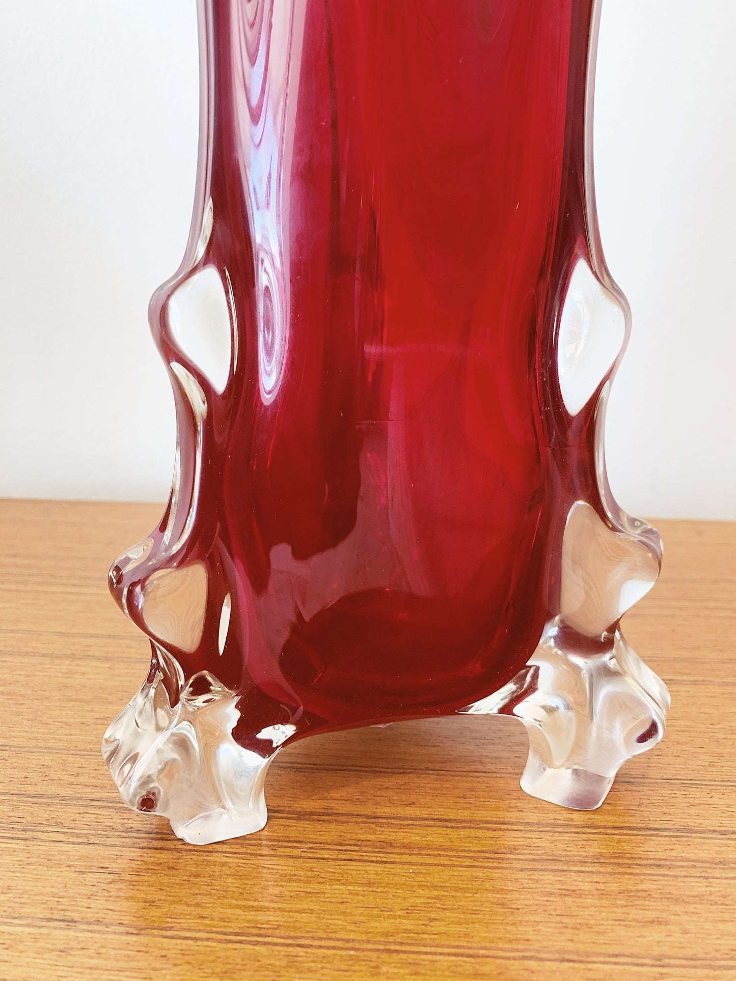 60s Vintage Red Art Glass Vase