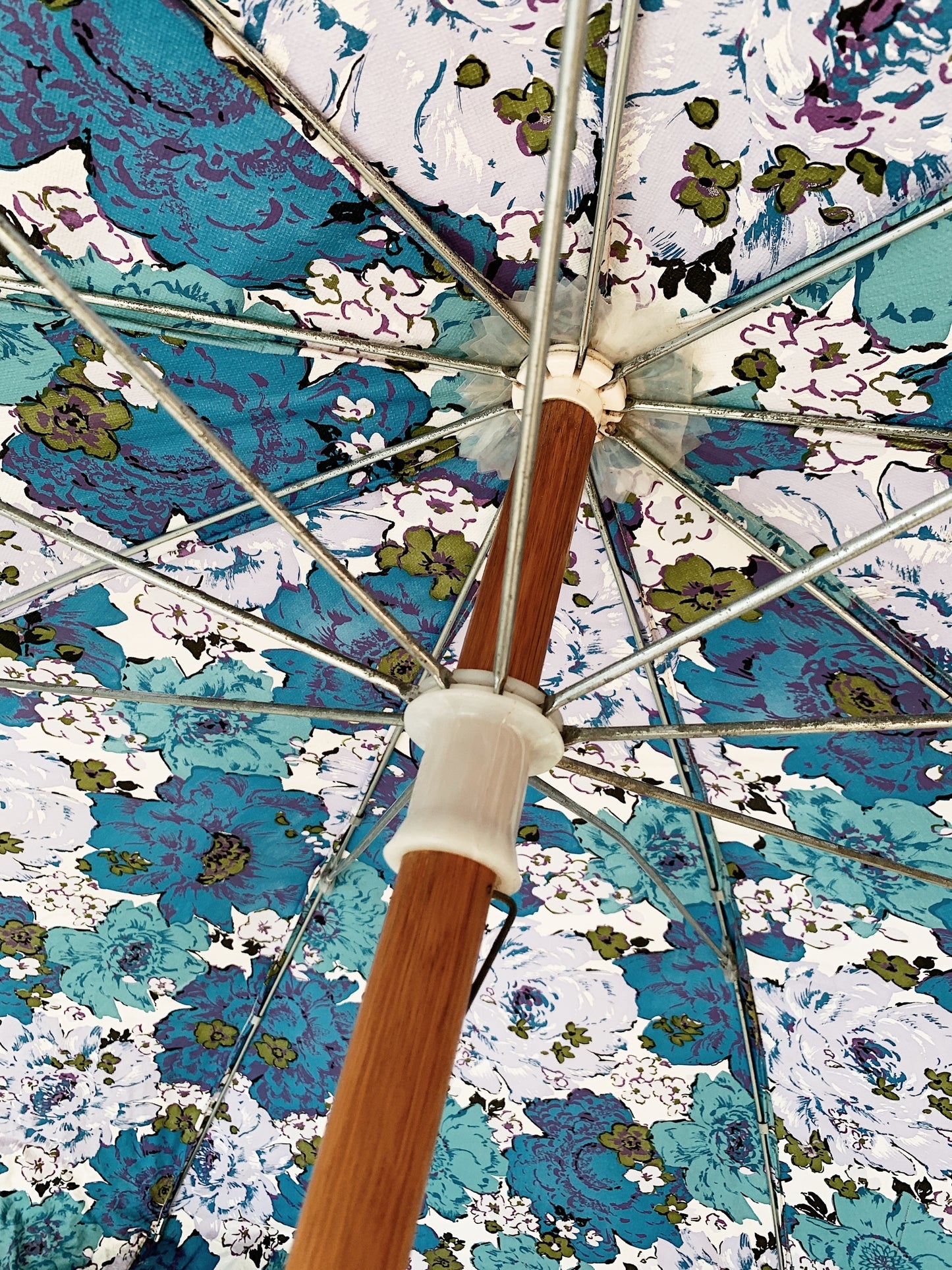 60s Vintage Shelta Floral Beach Umbrella