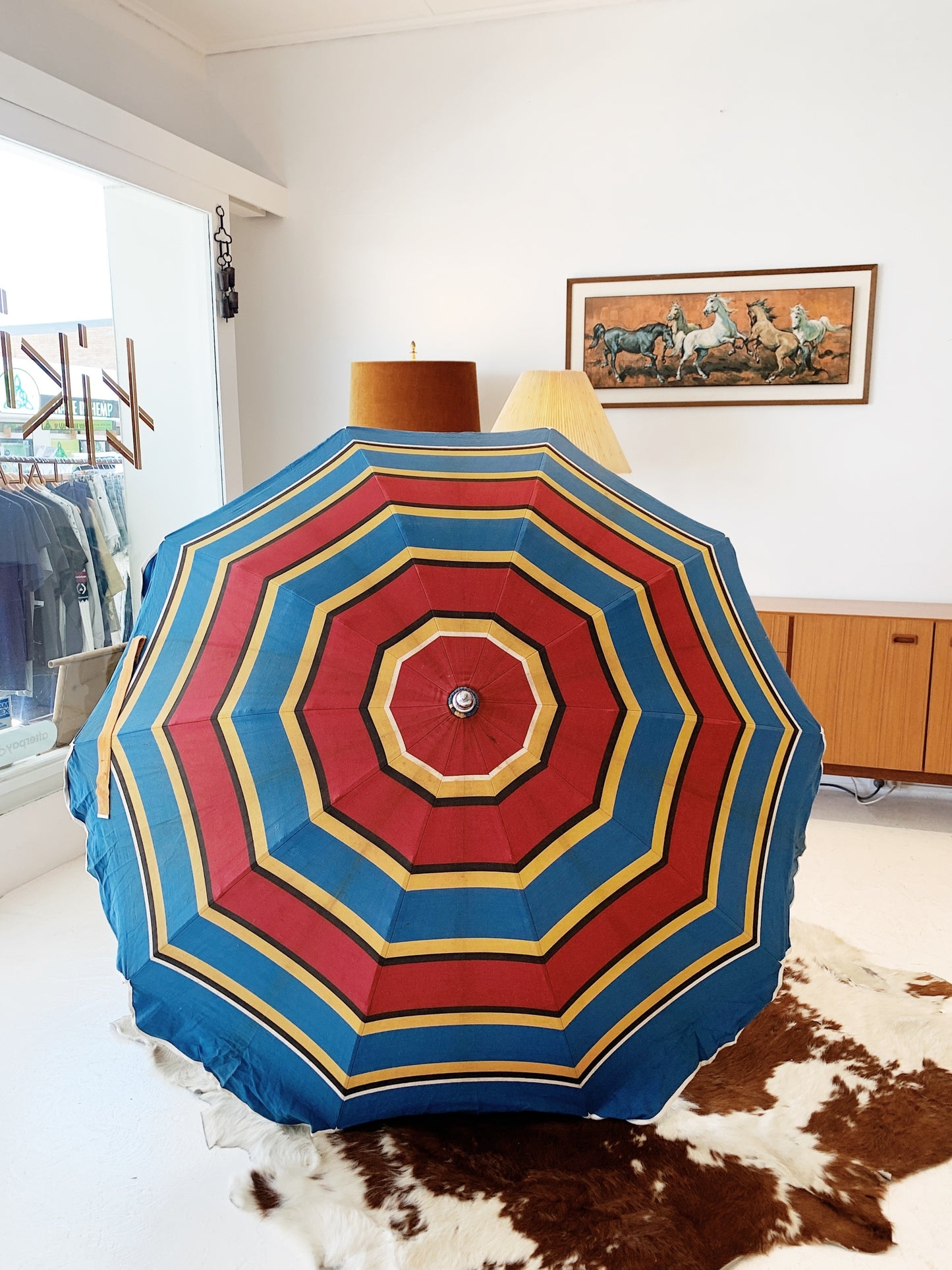 Vintage Shelta Striped Beach Umbrella