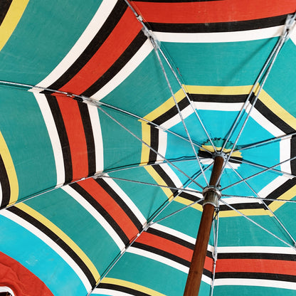 60s Vintage Shelta Striped Beach Umbrella