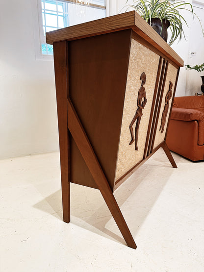 Vintage Teak & Straw Exzotik Punch Bar