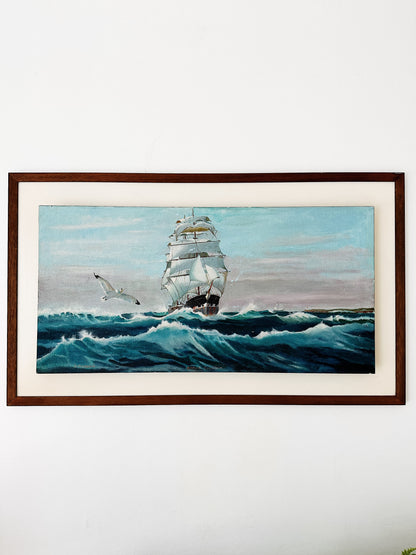 Mid Century Barque Clevedon Nautical Oil Painting