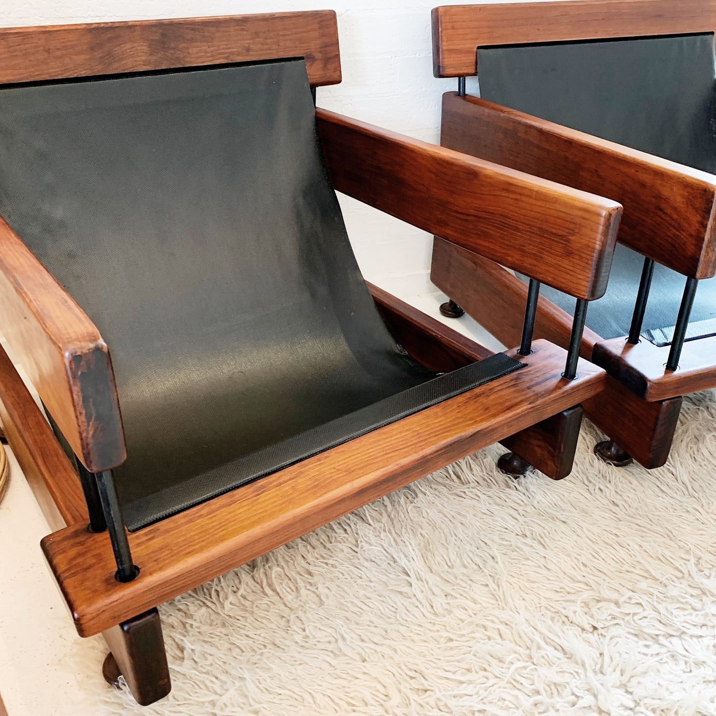 70s Post & Rail Furniture Slingback Lounge Chairs
