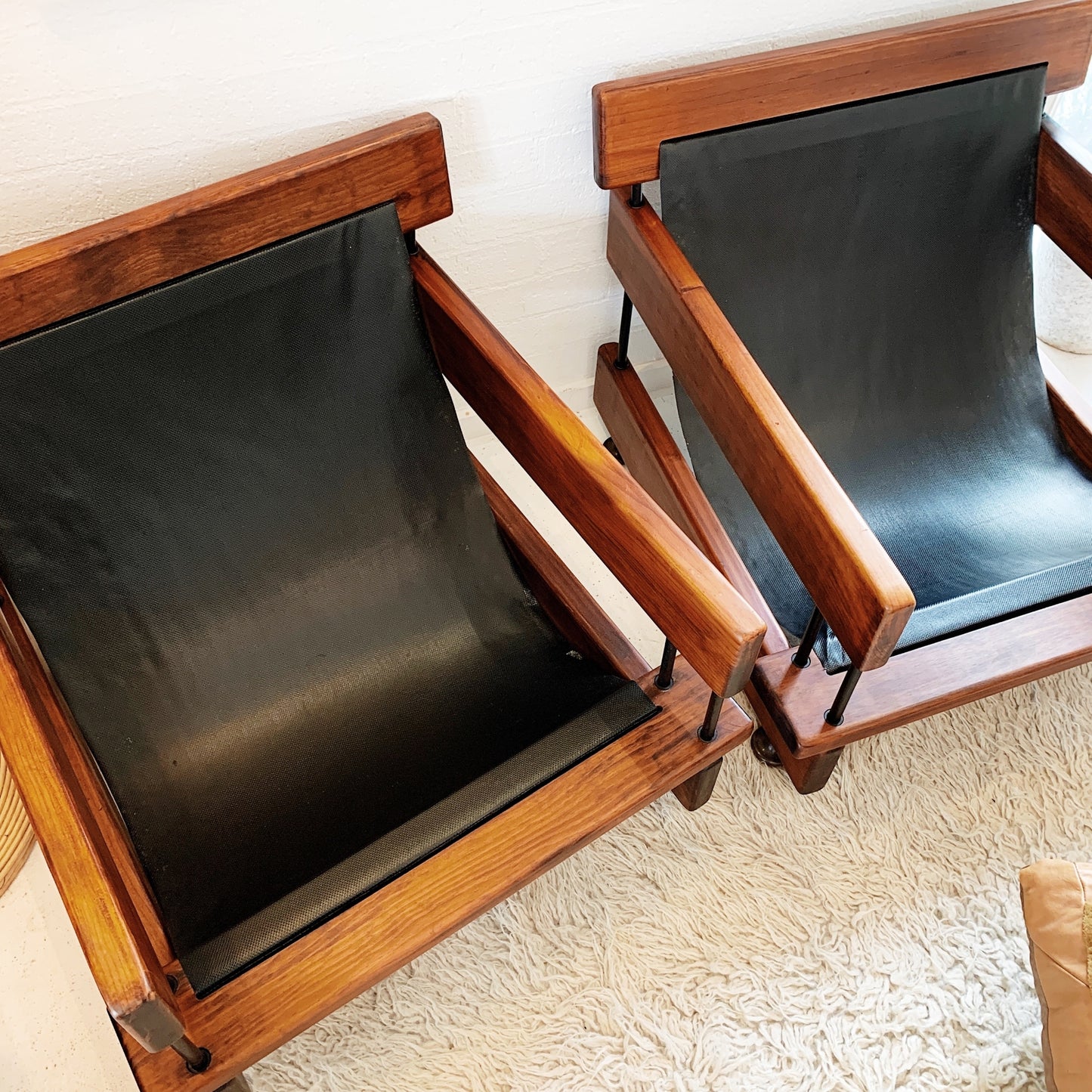 70s Post & Rail Furniture Slingback Lounge Chairs