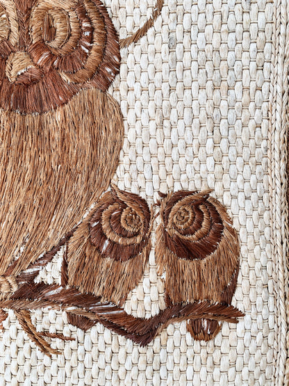 70s Vintage Spring Owls Wall Hanging