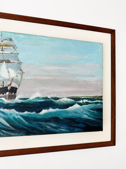 Mid Century Barque Clevedon Nautical Oil Painting