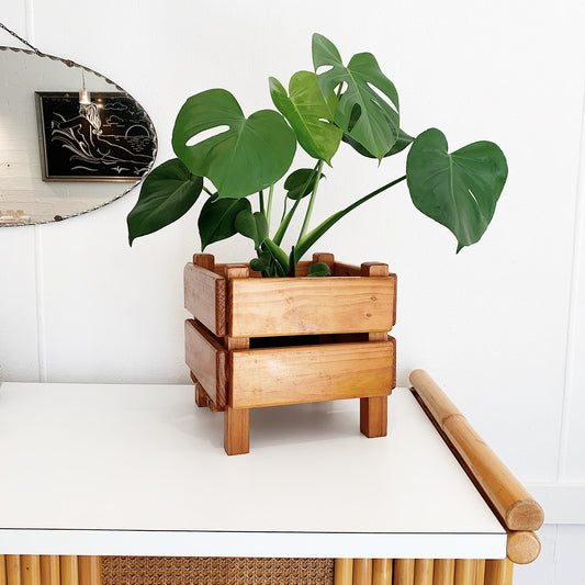 80s Vintage Pine Planter