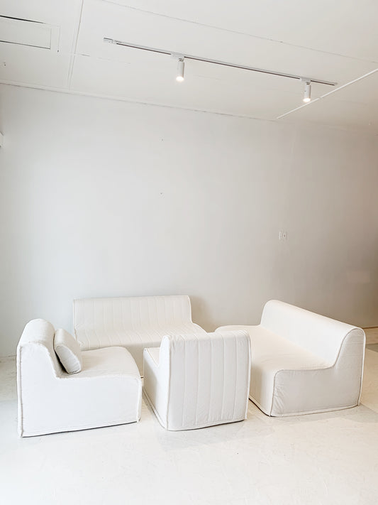 Vintage White On White Modular Sofa Set