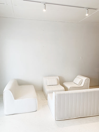 Vintage White On White Modular Sofa Set