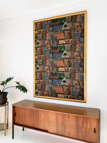 Africana Repeating Pattern Gilt-Framed Textile Print