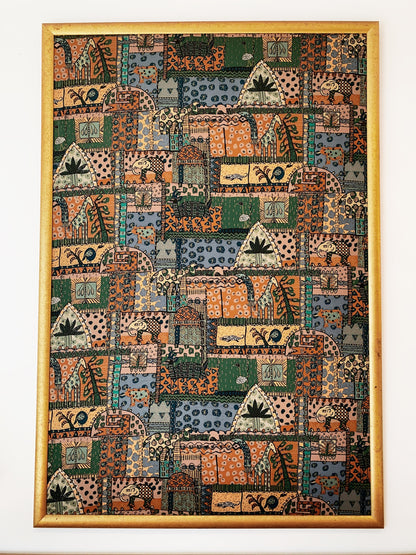 Africana Repeating Pattern Gilt-Framed Textile Print