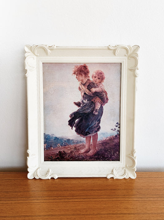 Antique Ludwig Knauss "Little Burden" Framed Print