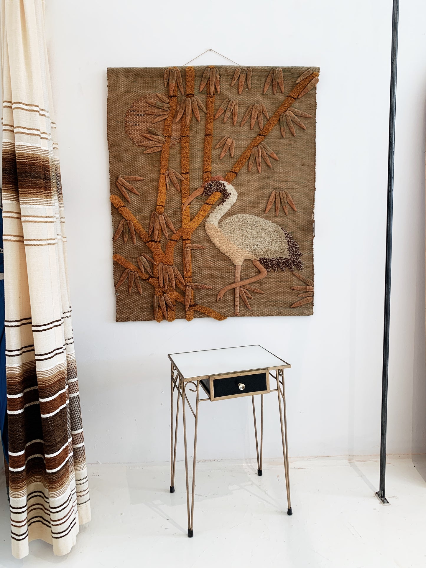 Bamboo Forest Crane Jute Wall Hanging 2.0