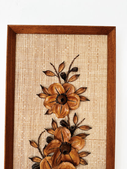 Vintage Gumnut & Seedpod Framed Folk Art Flowers