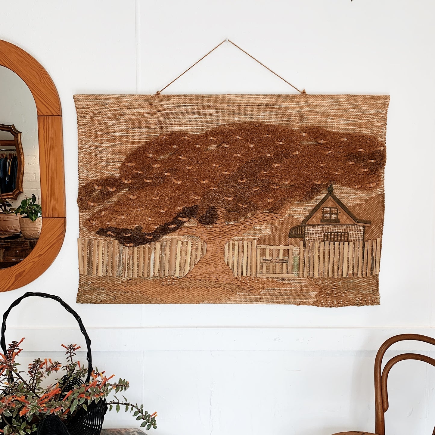 Vintage Nenova Australian Oak Tree Jute Wall Hanging