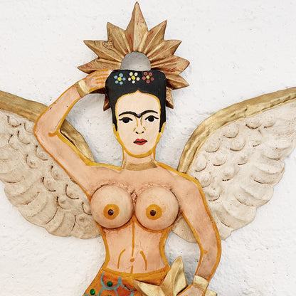 Folk Art Tin Mermaid Frida Kahlo, Made In Mexico