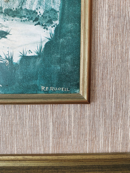 Vintage RE Russell Port Village Litho Panel Print