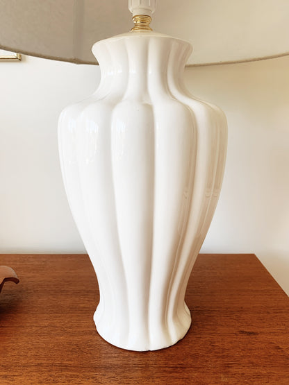 Italian Ceramic Table Lamp & Linen Drum Shade