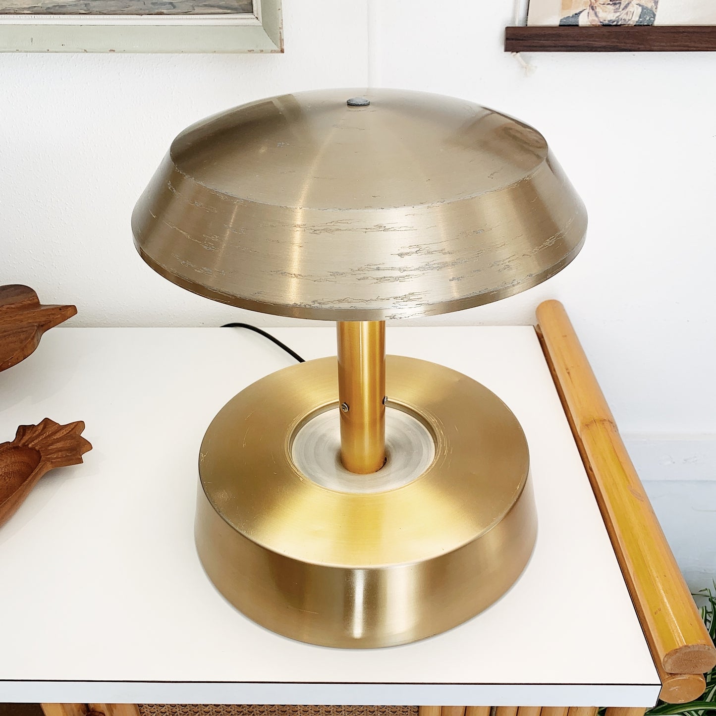 Louis Kalff Style White Gold Anodised Mushroom Lamp