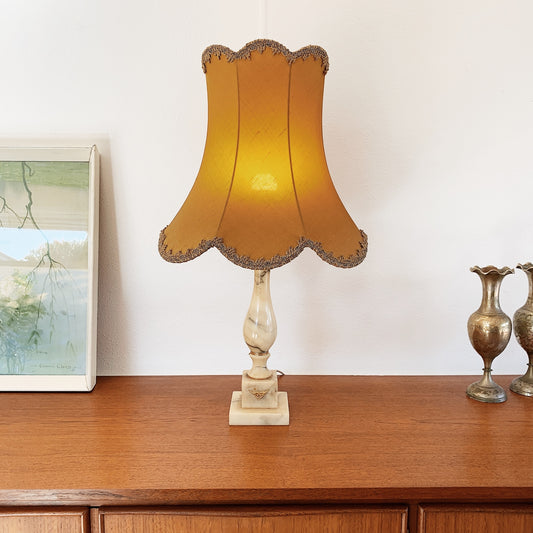 Marble Lamp with Embellished Pagoda Shade / Ginger