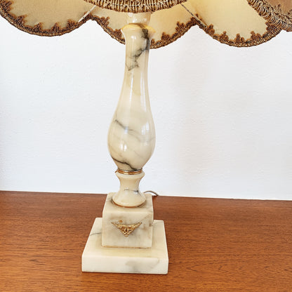 Marble Lamp with Embellished Pagoda Shade / Ginger