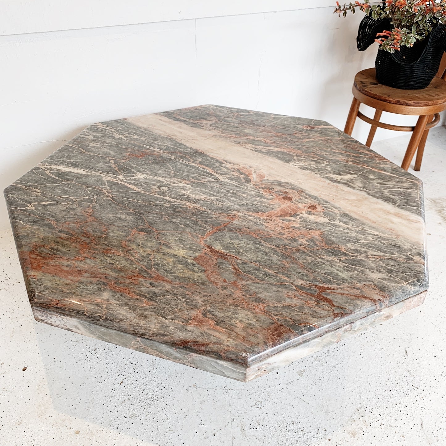 Mid-Century Modern Octagonal Marble Coffee Table