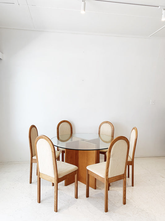 Mid Century Danish Style Dining Table Set (Dining Table & 6 High Back Chairs)