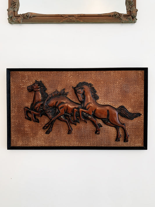 Mid Century Framed Floating Wild Horses