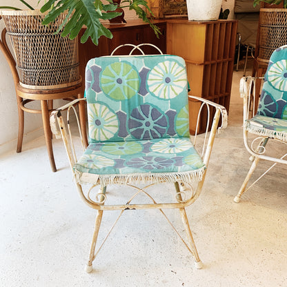 Mid Century Garden Chairs with Seabed Upholstered Cushies