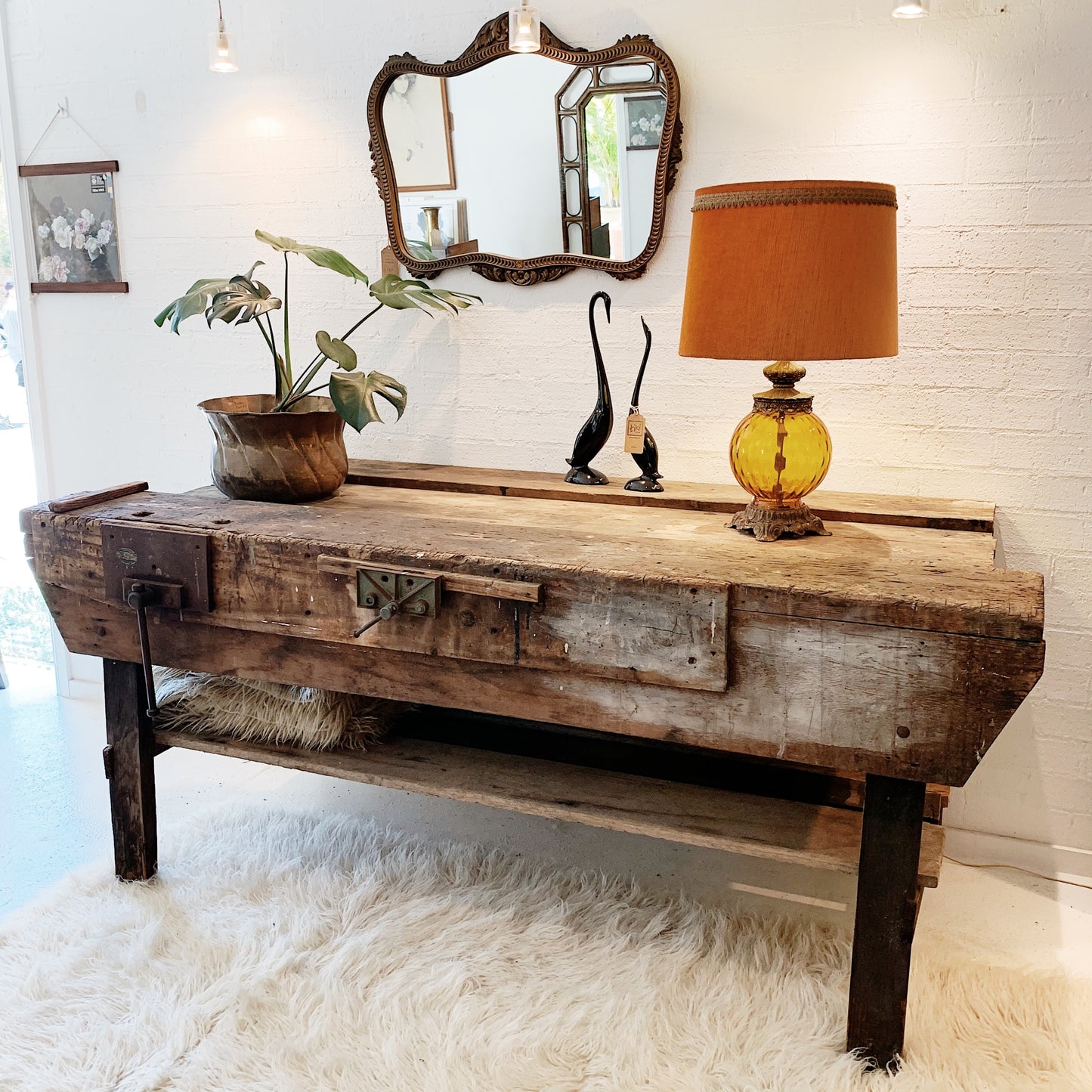 Mid Century Hand Built Carpenter's Work Bench