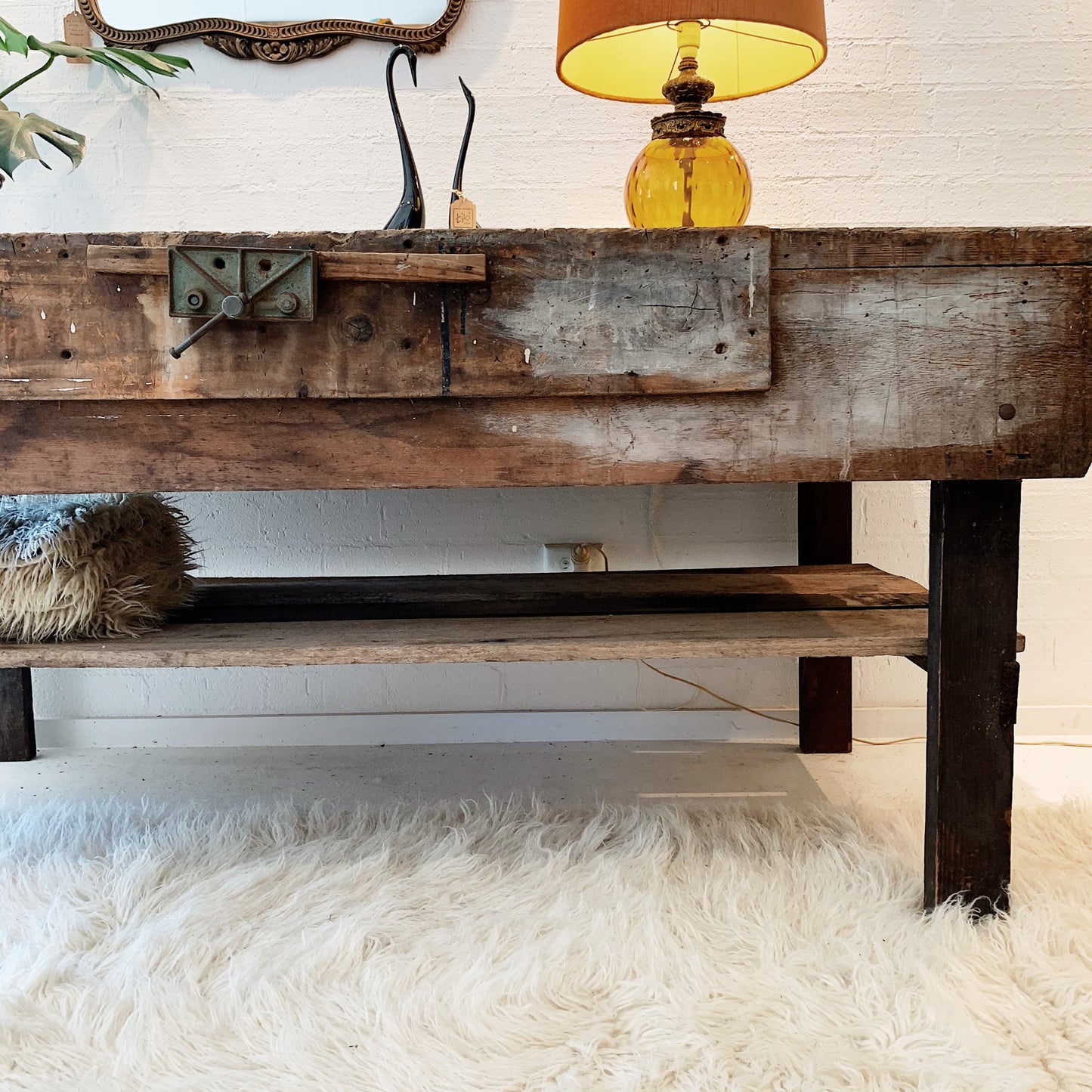 Mid Century Hand Built Carpenter's Work Bench