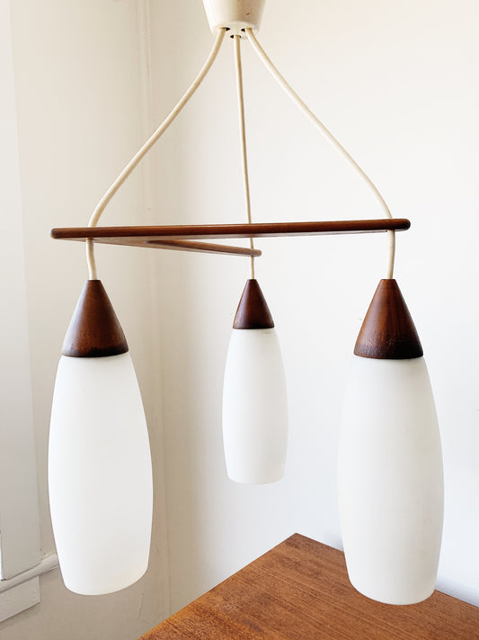 Mid Century Modern Teak Boomerang Pendant Light