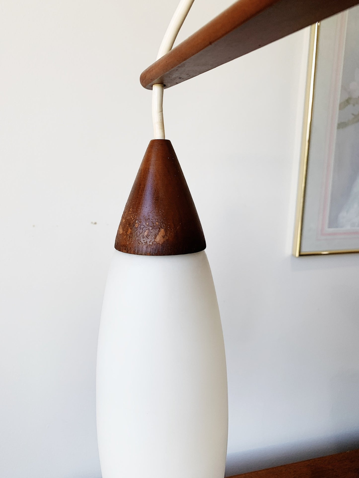 Mid Century Modern Teak Boomerang Pendant Light