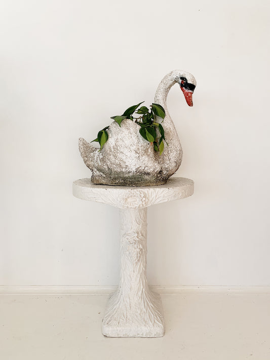 Mid Century Concrete Swan Planter