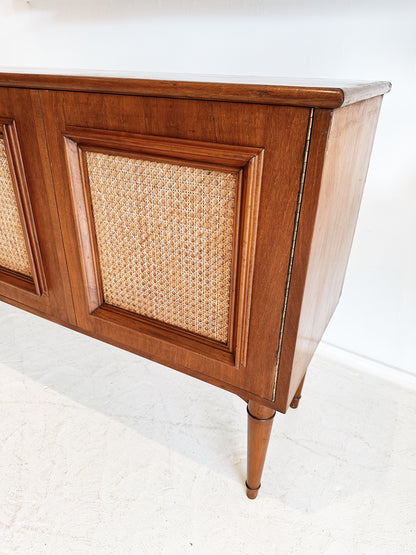 Mid Century Walnut & Rattan Sideboard