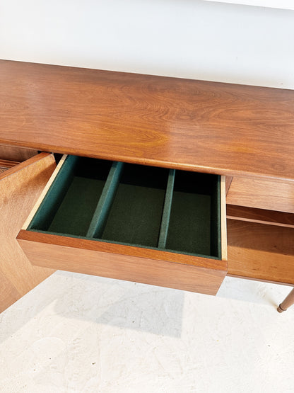 Mid Century Walnut & Rattan Sideboard