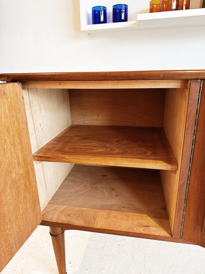 Mid Century Walnut & Rattan Sideboard