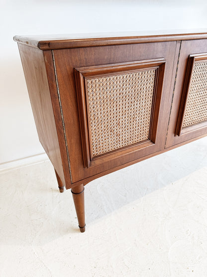 Mid Century Walnut & Rattan Sideboard