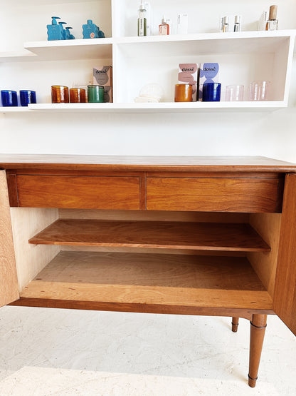 Mid Century Walnut & Rattan Sideboard