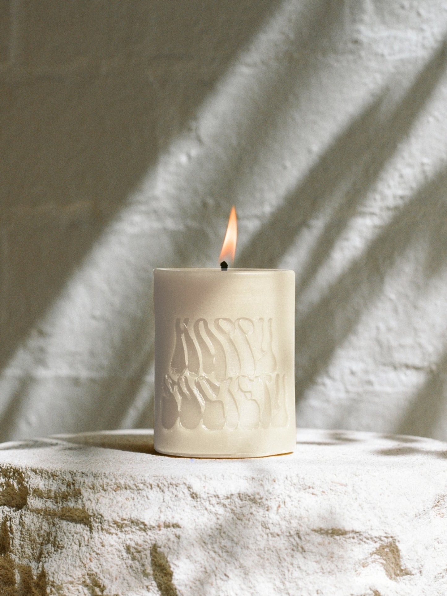 Happy Society Olive Wax Pillar Candle / Small